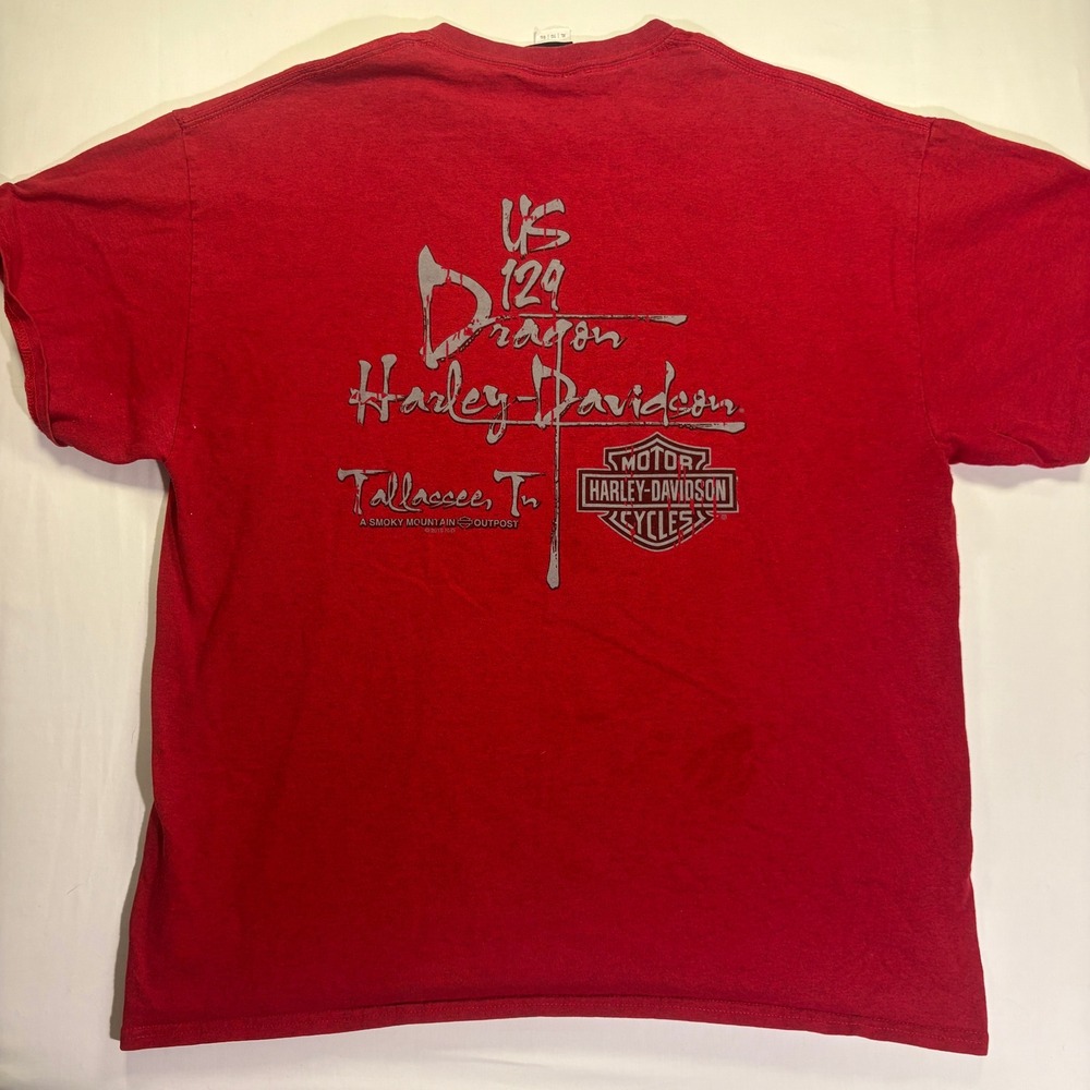 Harley-Davidson US 129 Tail of the Dragon T-Shirt Red XL Tallassee TN Graphic - Picture 4 of 6